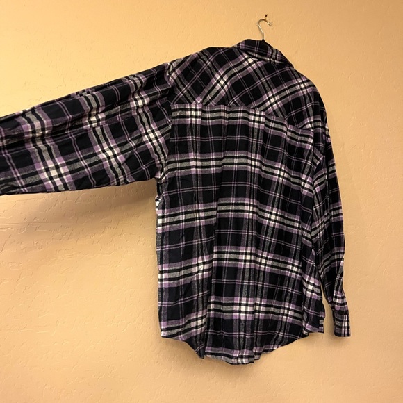 NWT Rue+ Purple/Navy/White Plaid Flannel Shirt - Picture 12 of 15